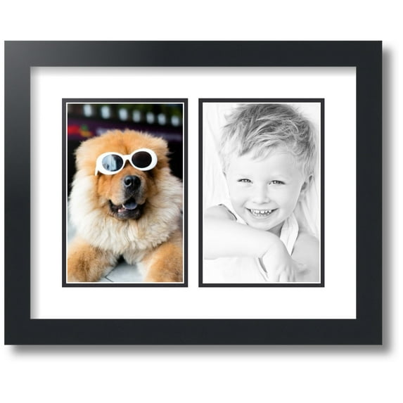 ArtToFrames Collage Photo Picture Frame with 2 - 5.5x8.5" Openings, Framed in Black with Crisp and Black Mats (CDM-3926-2356)