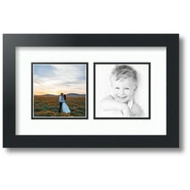 ArtToFrames Collage Photo Picture Frame with 2 - 5x5 Openings, Framed in Black with Super White and Black Mats (CDM-3926-40)
