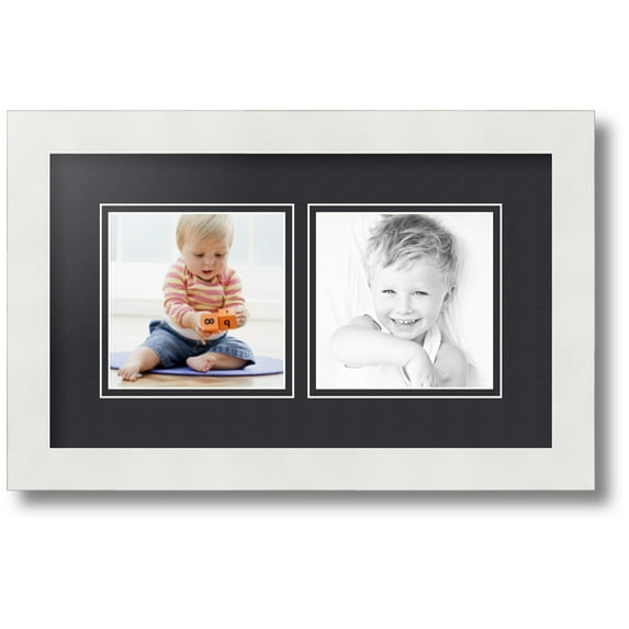 ArtToFrames Collage Photo Picture Frame with 2 - 5x5 Openings, Framed in White with Black and Black Mats (CDM-3966-40)