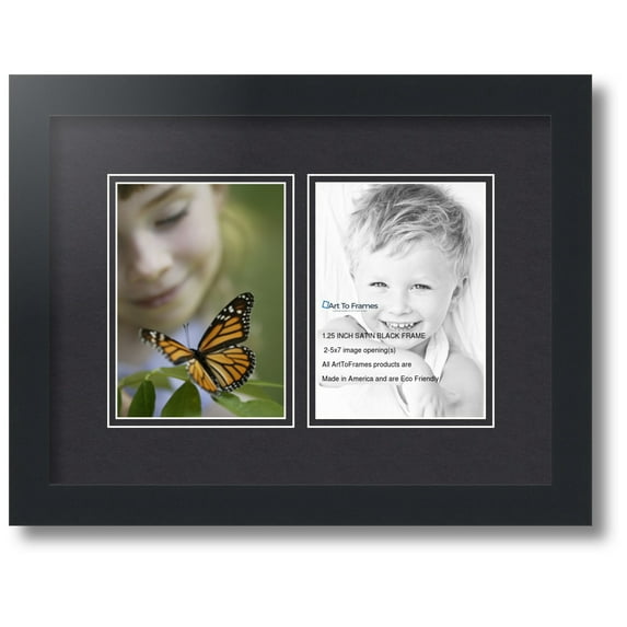 ArtToFrames Collage Photo Picture Frame with 2 - 5x7 Openings, Framed in Black with Black and Black Mats (CDM-3926-37)