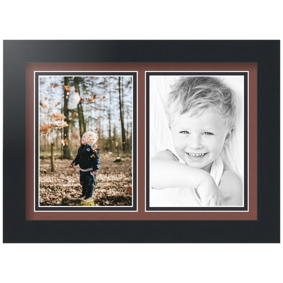 ArtToFrames Collage Photo Picture Frame with 2 - 5x7" Openings, Framed in Black with Brique and Black Mats (CDM-3926-2368)