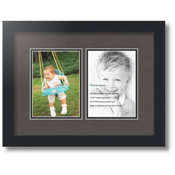 ArtToFrames Collage Photo Picture Frame with 2 - 5x7 Openings, Framed in Black with Chestnut and Black Mats (CDM-3926-37)