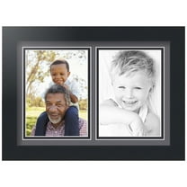 ArtToFrames Collage Photo Picture Frame with 2 - 5x7" Openings, Framed in Black with Mountain Grey and Black Mats (CDM-3926-2368)