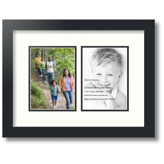 ArtToFrames Collage Photo Picture Frame with 2 - 5x7 Openings, Framed in Black with Porcelain and Black Mats (CDM-3926-37)