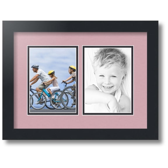 ArtToFrames Collage Photo Picture Frame with 2 - 5x7 Openings, Framed in Black with Seashell and Black Mats (CDM-3926-37)