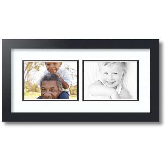 ArtToFrames Collage Photo Picture Frame with 2 - 5x7 Openings, Framed in Black with Super White and Black Mats (CDM-3926-53)