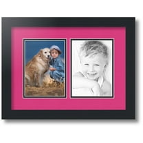 ArtToFrames Collage Photo Picture Frame with 2 - 5x7" Openings, Framed in Black with Tulip and Black Mats (CDM-3926-37)