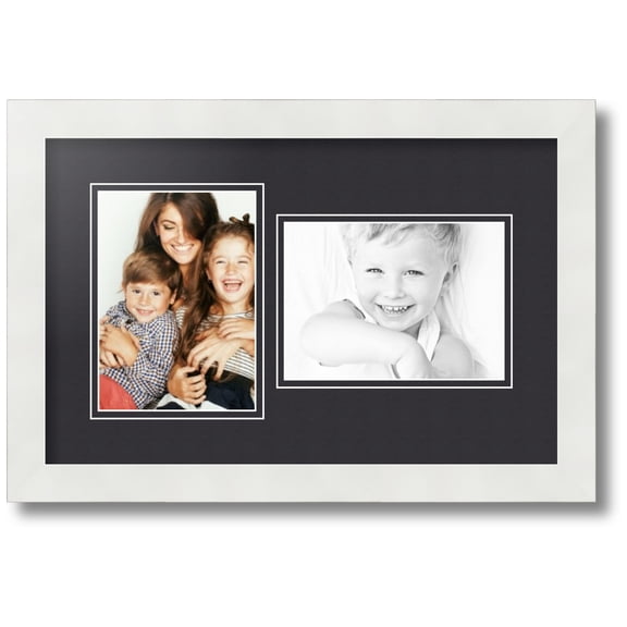 ArtToFrames Collage Photo Picture Frame with 2 - 5x7 Openings, Framed in White with Black and Black Mats (CDM-3966-42)
