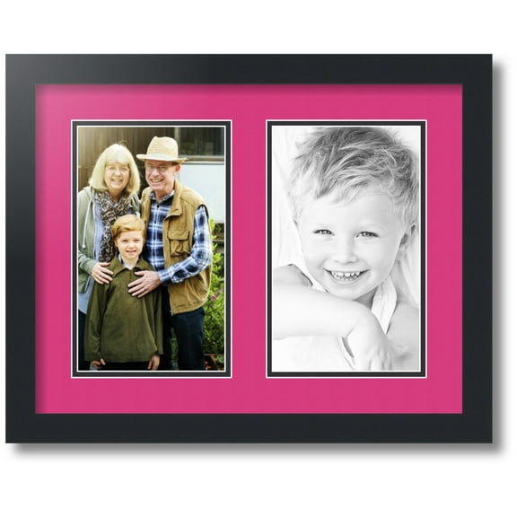 ArtToFrames Collage Photo Picture Frame with 2 - 6x10" Openings, Framed in Black with Tulip and Black Mats (CDM-3926-37)