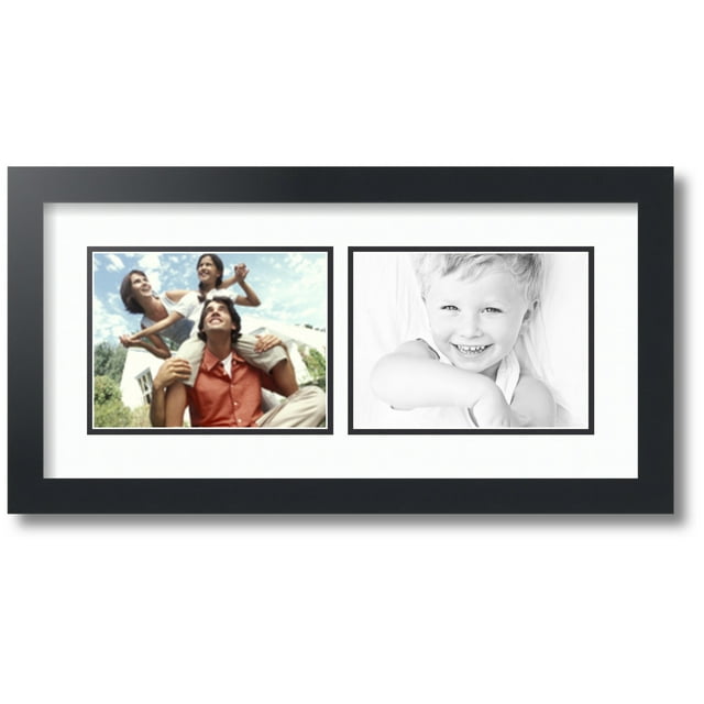 ArtToFrames Collage Photo Picture Frame with 2 - 6x8 Openings, Framed in Black with Super White and Black Mats (CDM-3926-53)