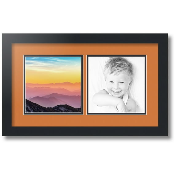 ArtToFrames Collage Photo Picture Frame with 2 - 7x7 Openings, Framed in Black with Octoberfest and Black Mats (CDM-3926-40)