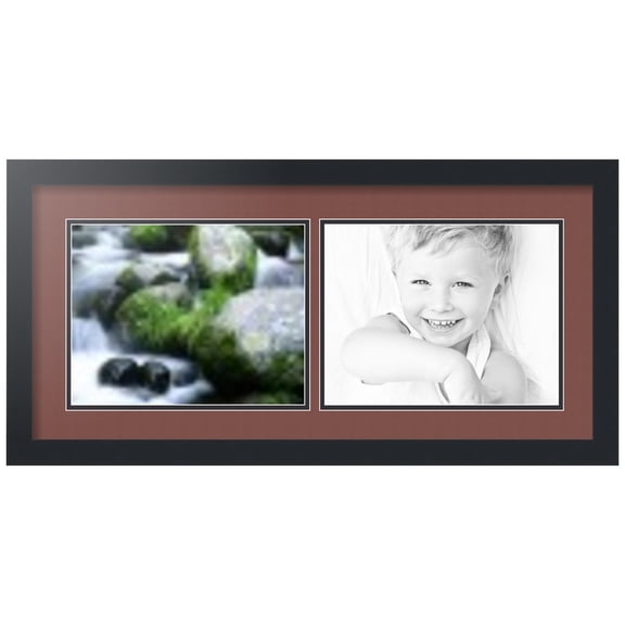 ArtToFrames Collage Photo Picture Frame with 2 - 8.5x11" Openings, Framed in Black with Brique and Black Mats (CDM-3926-243)
