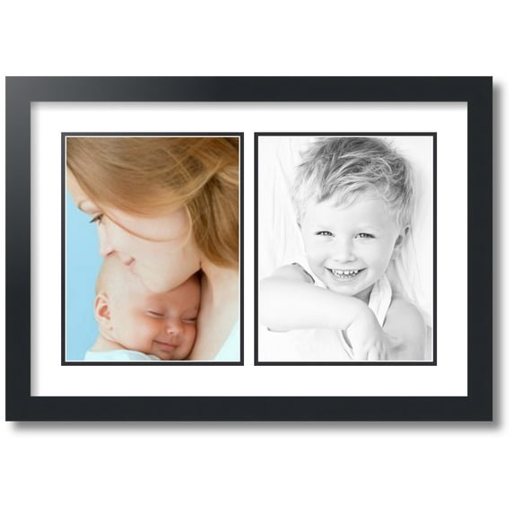 ArtToFrames Collage Photo Picture Frame with 2 - 8.5x11" Openings, Framed in Black with Crisp and Black Mats (CDM-3926-38)