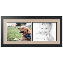 ArtToFrames Collage Photo Picture Frame with 2 - 8.5x11" Openings, Framed in Black with Grey Beige and Black Mats (CDM-3926-243)