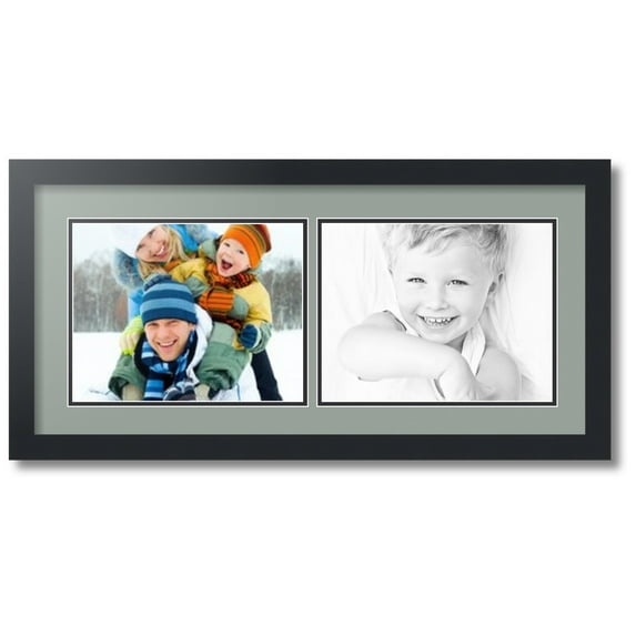ArtToFrames Collage Photo Picture Frame with 2 - 8.5x11 Openings, Framed in Black with Silverpine and Black Mats (CDM-3926-53)