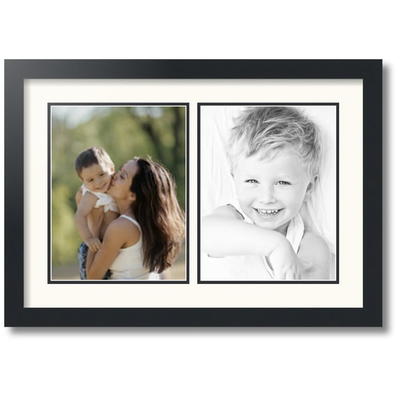 ArtToFrames Collage Photo Picture Frame with 2 - 8.5x11" Openings, Framed in Black with White and Black Mats (CDM-3926-38)
