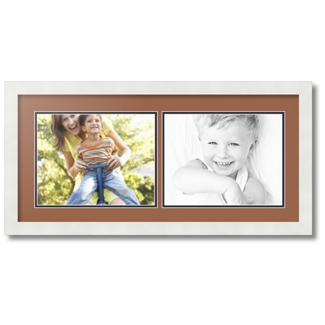 ArtToFrames Collage Photo Picture Frame with 2 - 8.5x11 Openings, Framed in White with Paloma and Black Mats (CDM-3966-53)