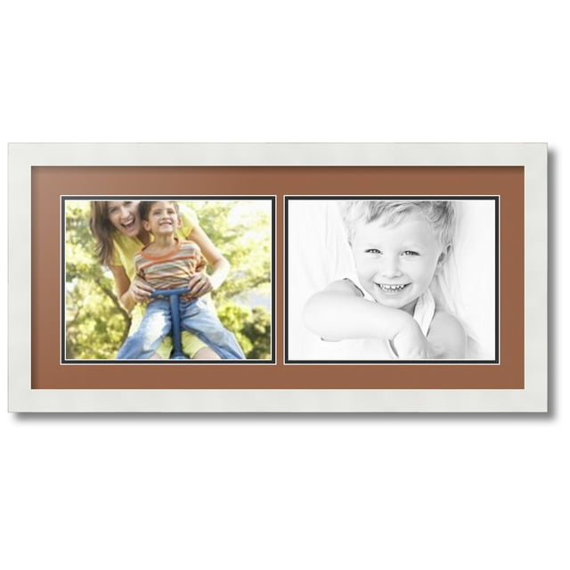 ArtToFrames Collage Photo Picture Frame with 2 - 8.5x11 Openings, Framed in White with Paloma and Black Mats (CDM-3966-53)