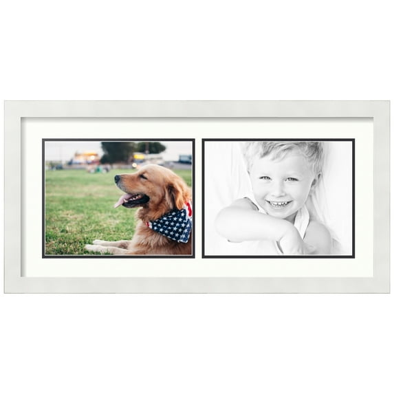 ArtToFrames Collage Photo Picture Frame with 2 - 8.5x11 Openings, Framed in White with Porcelain and Black Mats (CDM-3966-53)