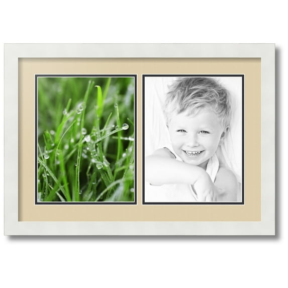 ArtToFrames Collage Photo Picture Frame with 2 - 8.5x11 Openings, Framed in White with Seaside and Black Mats (CDM-3966-37)