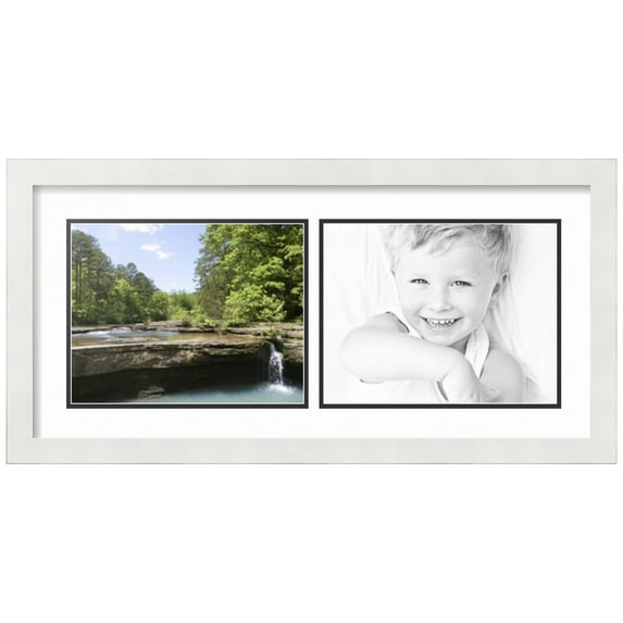ArtToFrames Collage Photo Picture Frame with 2 - 8.5x11 Openings, Framed in White with Super White and Black Mats (CDM-3966-53)