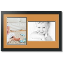 ArtToFrames Collage Photo Picture Frame with 2 - 8.5x12" Openings, Framed in Black with Amber and Black Mats (CDM-3926-776)