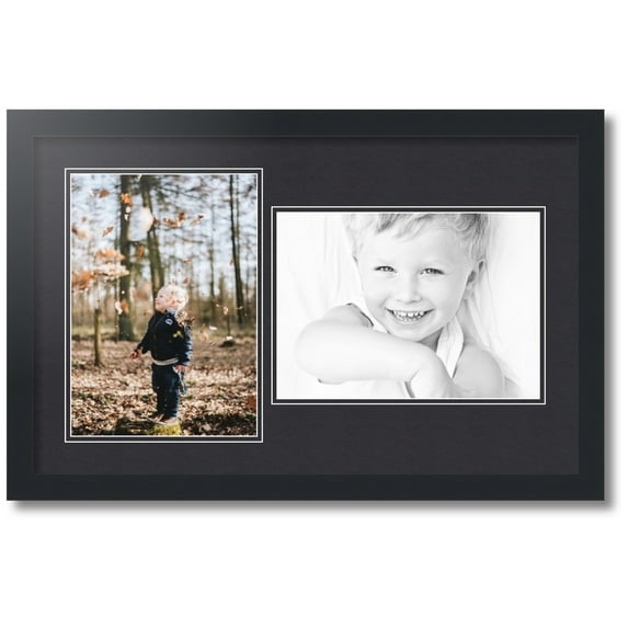 ArtToFrames Collage Photo Picture Frame with 2 - 8.5x12 Openings, Framed in Black with Black and Black Mats (CDM-3926-42)