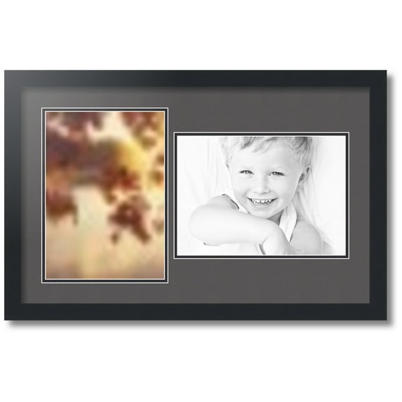ArtToFrames Collage Photo Picture Frame with 2 - 8.5x12 Openings, Framed in Black with Charcoal and Black Mats (CDM-3926-42)