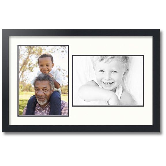 ArtToFrames Collage Photo Picture Frame with 2 - 8.5x12 Openings, Framed in Black with Porcelain and Black Mats (CDM-3926-42)