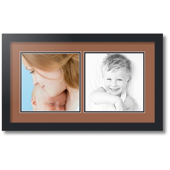 ArtToFrames Collage Photo Picture Frame with 2 - 8.5x8.5 Openings, Framed in Black with Paloma and Black Mats (CDM-3926-40)