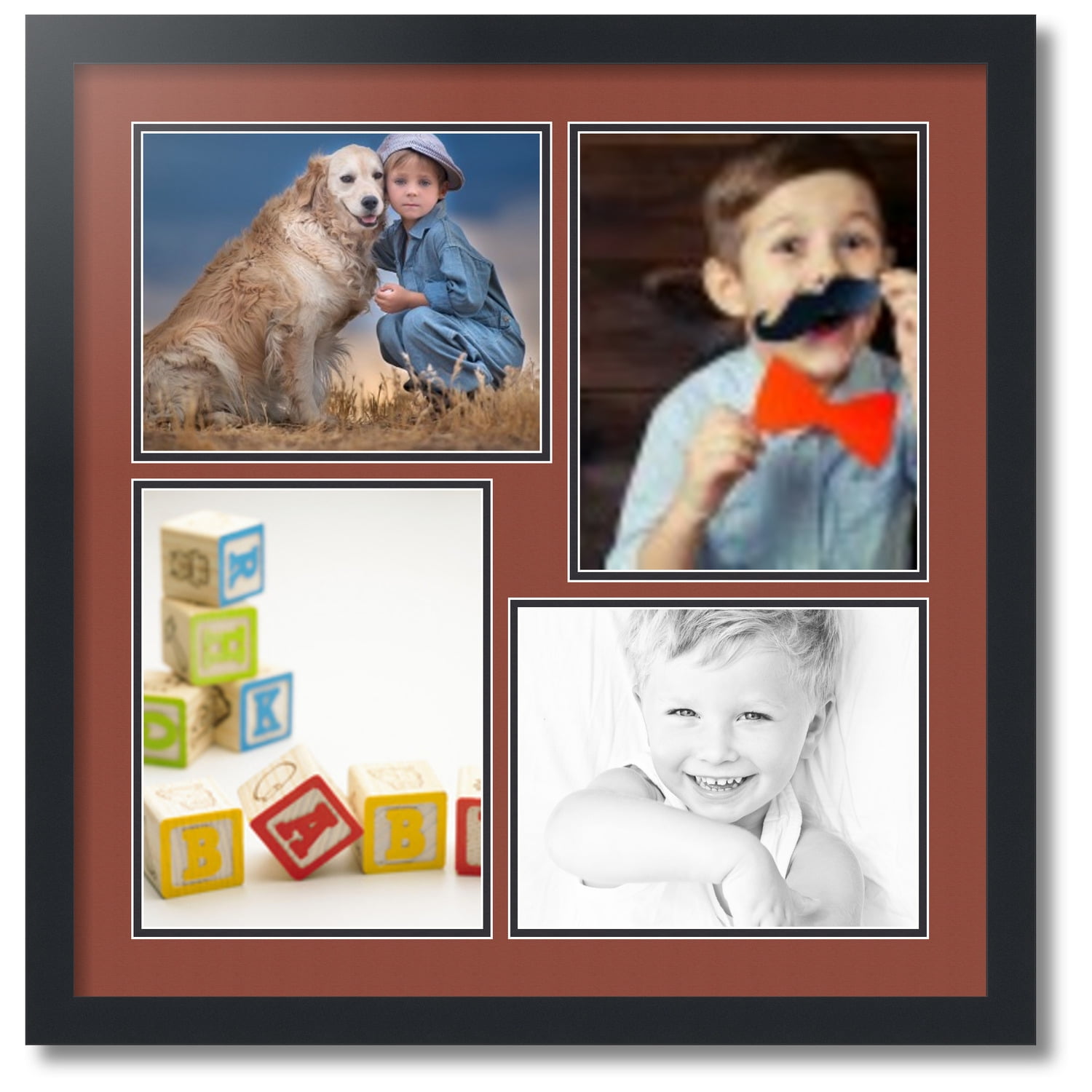 ArtToFrames Collage Photo Picture Frame with 3 - 4x10 Openings, Framed in Black with Super White and Black Mats (cdm-3926-67)