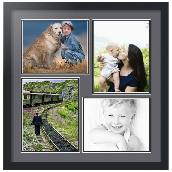 ArtToFrames Collage Photo Picture Frame with 2 - 8x10, 8.5x11" Openings, Framed in Black with Mountain Grey and Black Mats (CDM-3926-1324)