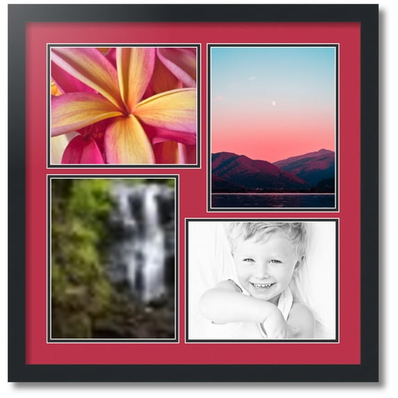 ArtToFrames Collage Photo Picture Frame with 2 - 8x10, 8.5x11 Openings, Framed in Black with Rouge and Black Mats (CDM-3926-16)