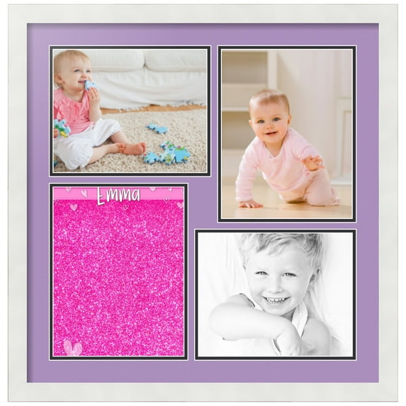 ArtToFrames Collage Photo Picture Frame with 2 - 8x10, 8.5x11" Openings, Framed in White with Lavender Mist and Black Mats (CDM-3966-1324)