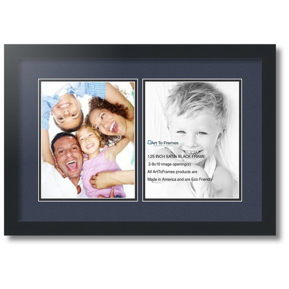 ArtToFrames Collage Photo Picture Frame with 2 - 8x10 Openings, Framed in Black with Blue Jay and Black Mats (CDM-3926-37)