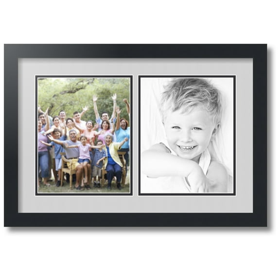 ArtToFrames Collage Photo Picture Frame with 2 - 8x10 Openings, Framed in Black with Candlewick and Black Mats (CDM-3926-37)