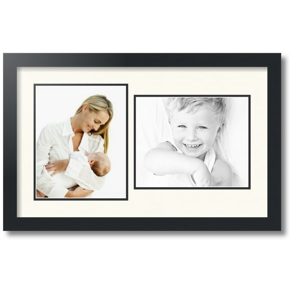 ArtToFrames Collage Photo Picture Frame with 2 - 8x10 Openings, Framed in Black with Chantilly and Black Mats (CDM-3926-42)