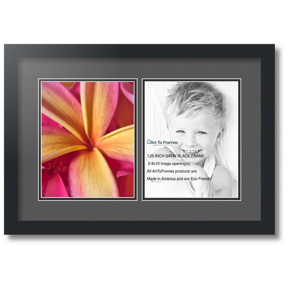 ArtToFrames Collage Photo Picture Frame with 2 - 8x10 Openings, Framed in Black with Charcoal and Black Mats (CDM-3926-37)