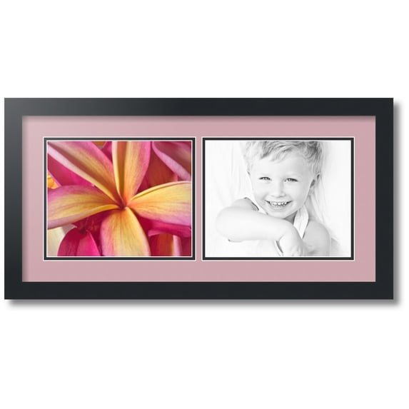 ArtToFrames Collage Photo Picture Frame with 2 - 8x10 Openings, Framed in Black with Seashell and Black Mats (CDM-3926-53)