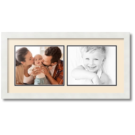 ArtToFrames Collage Photo Picture Frame with 2 - 8x10 Openings, Framed in White with Alabaster and Black Mats (CDM-3966-53)
