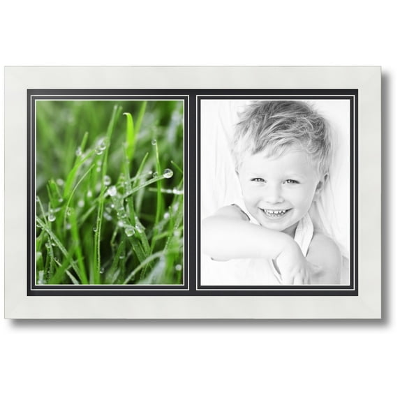 ArtToFrames Collage Photo Picture Frame with 2 - 8x10 Openings, Framed in White with Black and Black Mats (CDM-3966-1053)