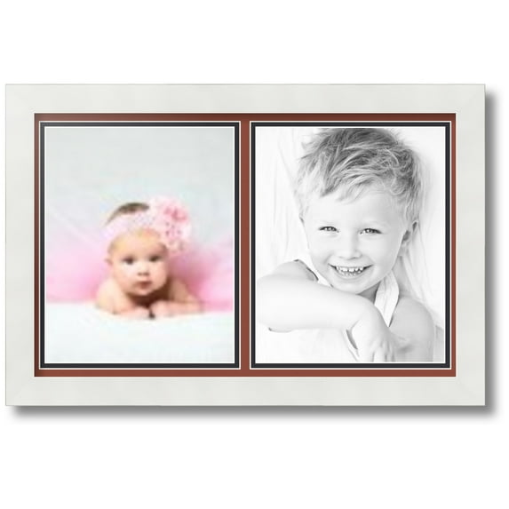 ArtToFrames Collage Photo Picture Frame with 2 - 8x10" Openings, Framed in White with Cognac and Black Mats (CDM-3966-2143)
