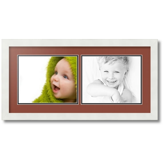 ArtToFrames Collage Photo Picture Frame with 2 - 8x10 Openings, Framed in White with Cognac and Black Mats (CDM-3966-53)