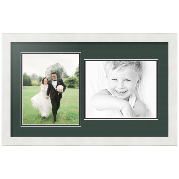 ArtToFrames Collage Photo Picture Frame with 2 - 8x10" Openings, Framed in White with Envy and Black Mats (CDM-3966-107)