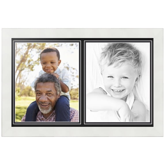 ArtToFrames Collage Photo Picture Frame with 2 - 8x10" Openings, Framed in White with Jet Black and Black Mats (CDM-3966-2143)