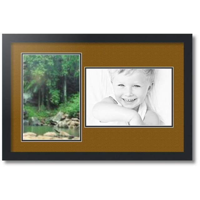 ArtToFrames Collage Photo Picture Frame with 2 - 8x12" Openings, Framed in Black with Coronado and Black Mats (CDM-3926-777)
