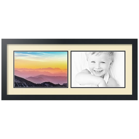 ArtToFrames Collage Photo Picture Frame with 2 - 8x12" Openings, Framed in Black with Cream and Black Mats (CDM-3926-1607)