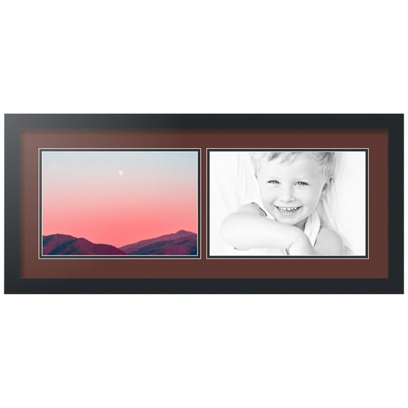 ArtToFrames Collage Photo Picture Frame with 2 - 8x12" Openings, Framed in Black with Maroon and Black Mats (CDM-3926-1607)