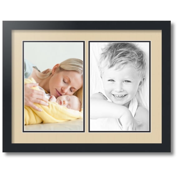 ArtToFrames Collage Photo Picture Frame with 2 - 8x12 Openings, Framed in Black with Seaside and Black Mats (CDM-3926-37)