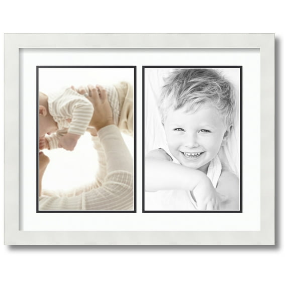 ArtToFrames Collage Photo Picture Frame with 2 - 8x12 Openings, Framed in White with Super White and Black Mats (CDM-3966-37)